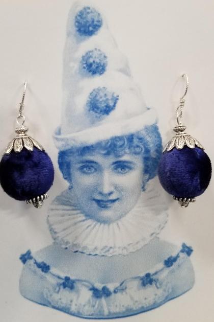 Blue Velvet Ball Earrings