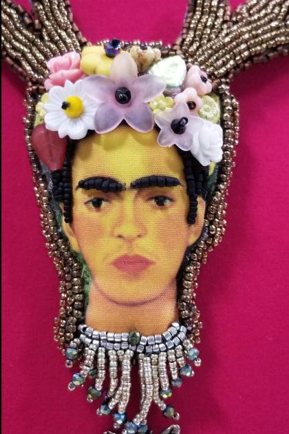 Frida Kahlo Bead Embroidered Necklace
