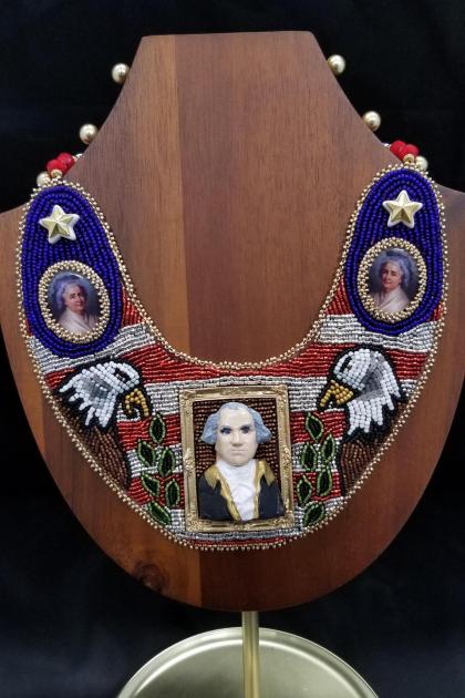 George Washington Bead Embroidered Bib Necklace