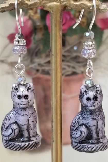 Glass Cat Earrings
