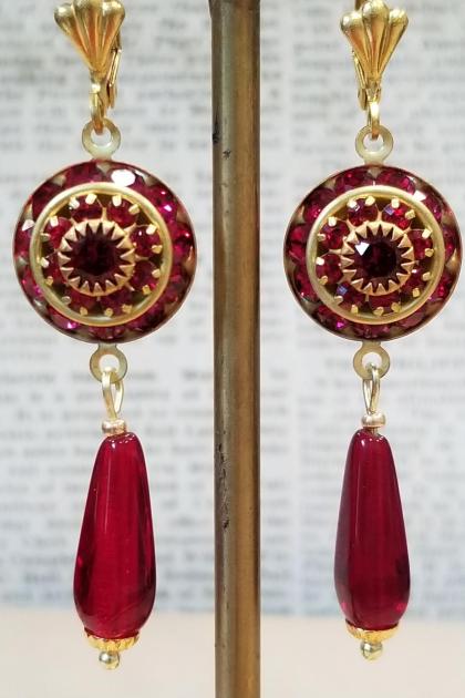 Renaissance Ruby Crystal Earrings