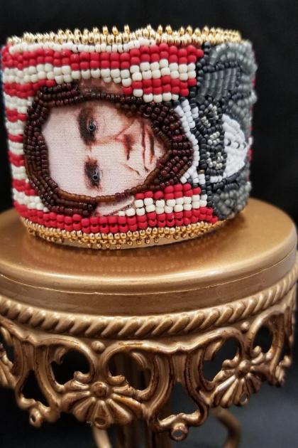 Abraham Lincoln Bead Embroidered Cuff