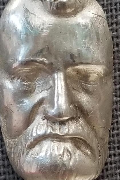 Angry Bearded Man Silver Pendant