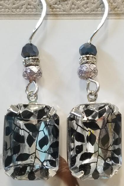 Crystal Black Foliage Earrings