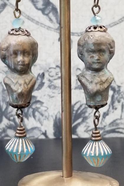 Bronze Boy Statue Earrings