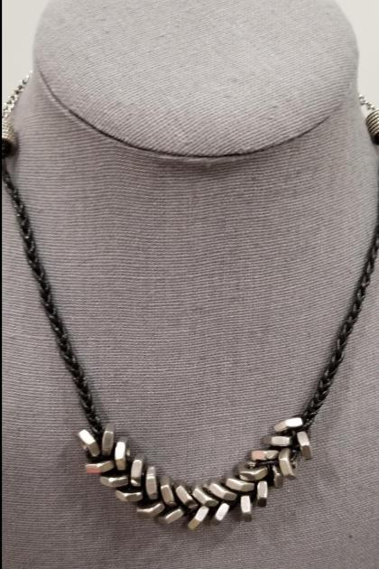 Hex Nut and Braided Leather Necklace