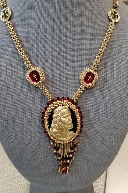 Jesus Cameo Beaded Necklace