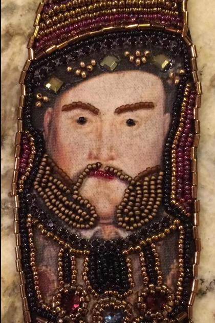 King Henry the VIII Bead Embroidered Cuff Bracelet