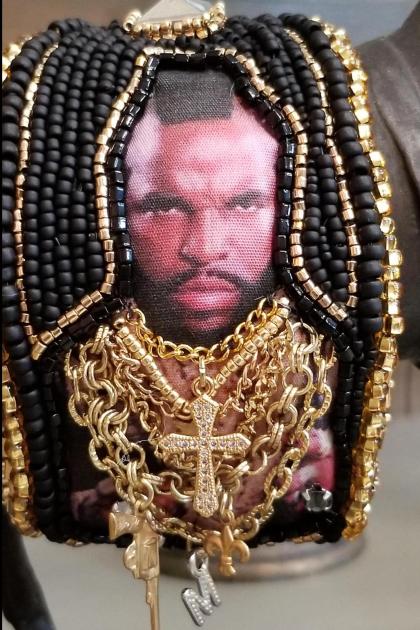 Mr. T Bead Embroidered Cuff Bracelet