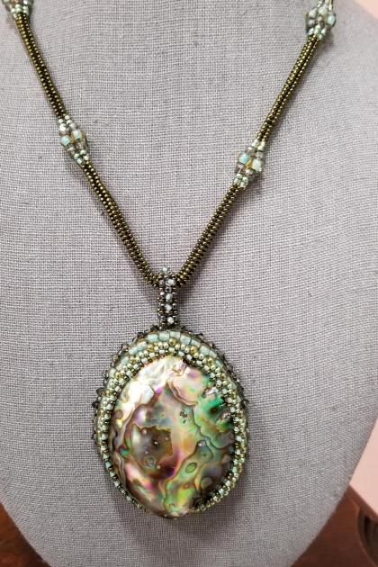 Prismatic Abalone Shell Beaded Necklace