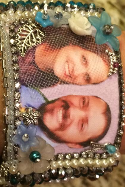 Personalized Bead Embroidered Bridal Cuff