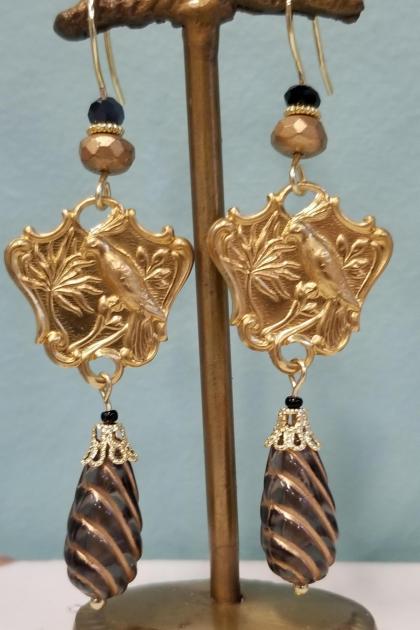 Tropical Bird Dangle Earrings