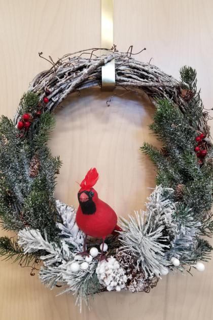 Cardinal Bird Winter Wreath