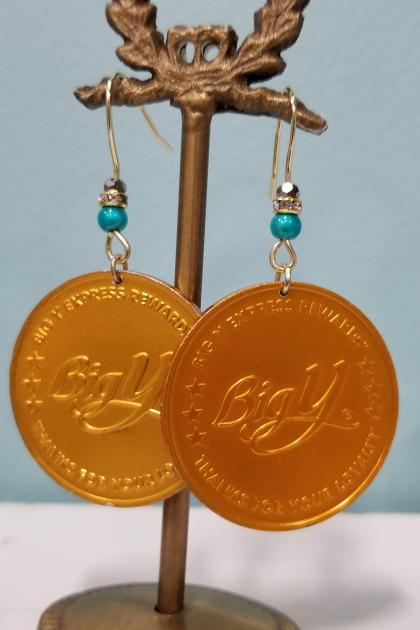 Big Y Supermarket Gold Coin Earrings