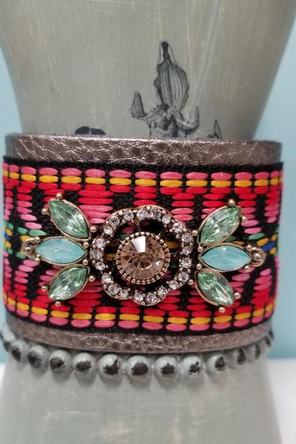 Hippie Chic Rhinestone Cuff