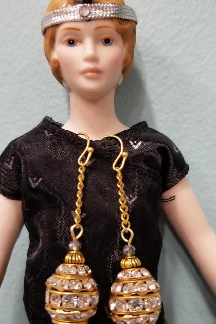 Ovoid Glitz Dangle Chain Earrings