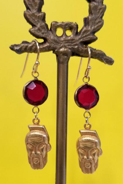 Who's Your Sensei Fu Manchu Earrings (Cabernet Red)