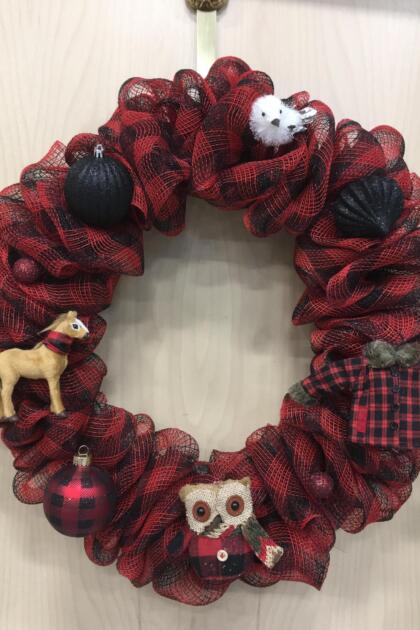 Buffalo Plaid Deco Mesh Bubble Wreath
