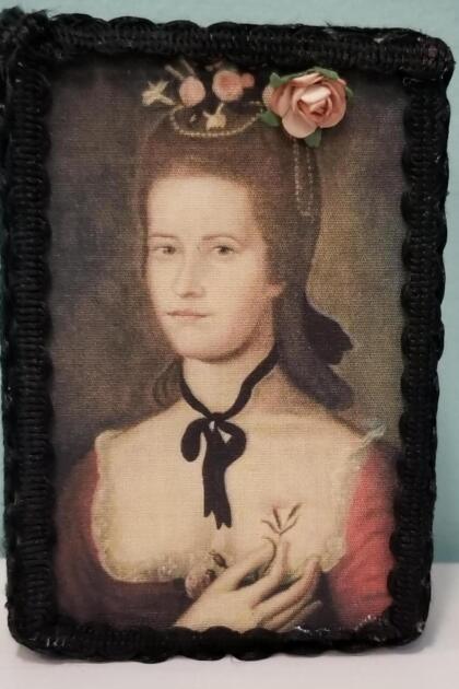 Folk Art Painting of Woman with Flower Headpiece Decorative Box