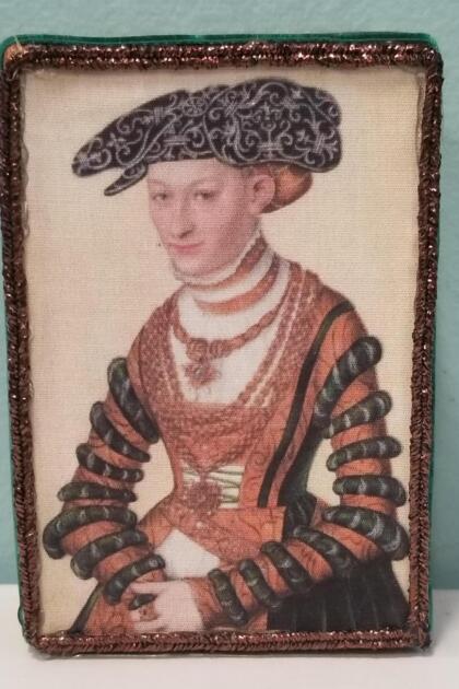 Portrait of Woman with Orange and Green Velvet Dress Decorative Box