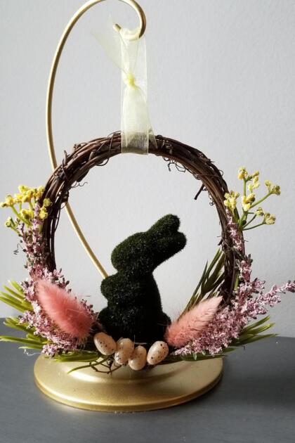 Mini Topiary Bunny Spring Wreath