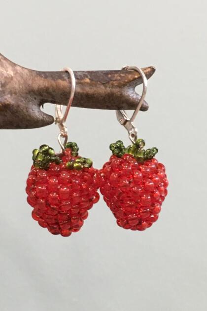 Red Raspberry Beaded Earrings