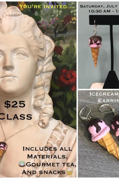 Miniature Foods Clay Class - Icecream Cone Earrings/Pendant