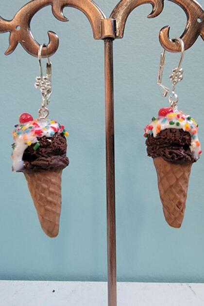 Chocolate Icecream Cone Earrings