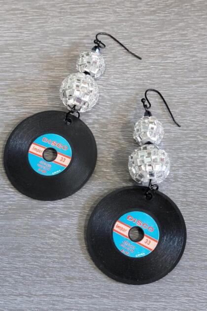 Disco Ball and Vinyl Record Earrings