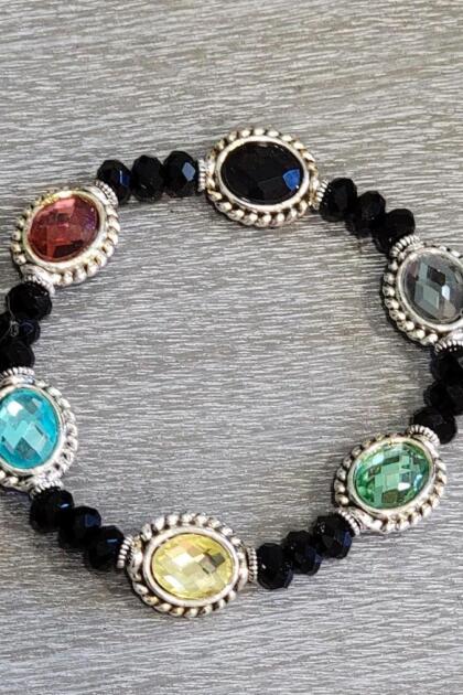 Multi Color Gemstone Stretchy Bracelet
