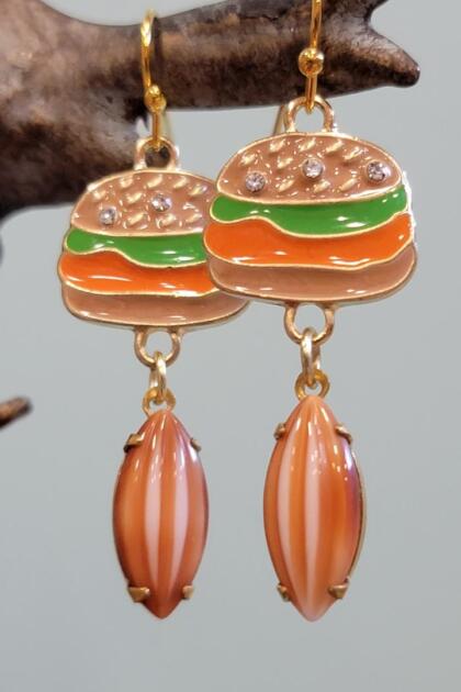 Enamel Hamburger Earrings