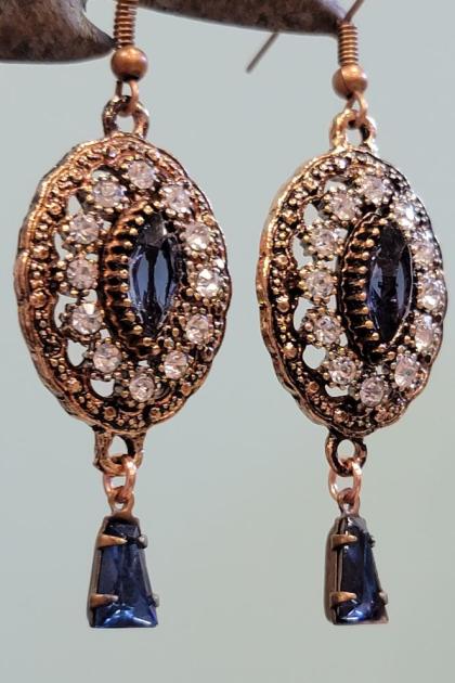 Sapphire Marquis Rose Gold Earrings