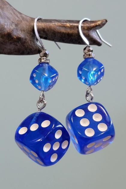 Blue Dice Earrings