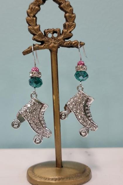 Rhinestone Rollerskate Earrings