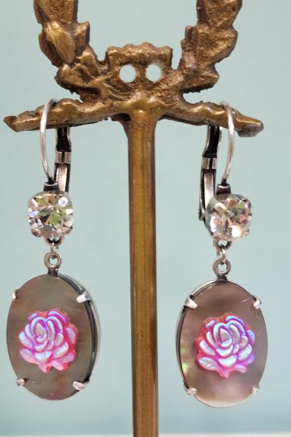Mother of Pearl Rose Earrings
